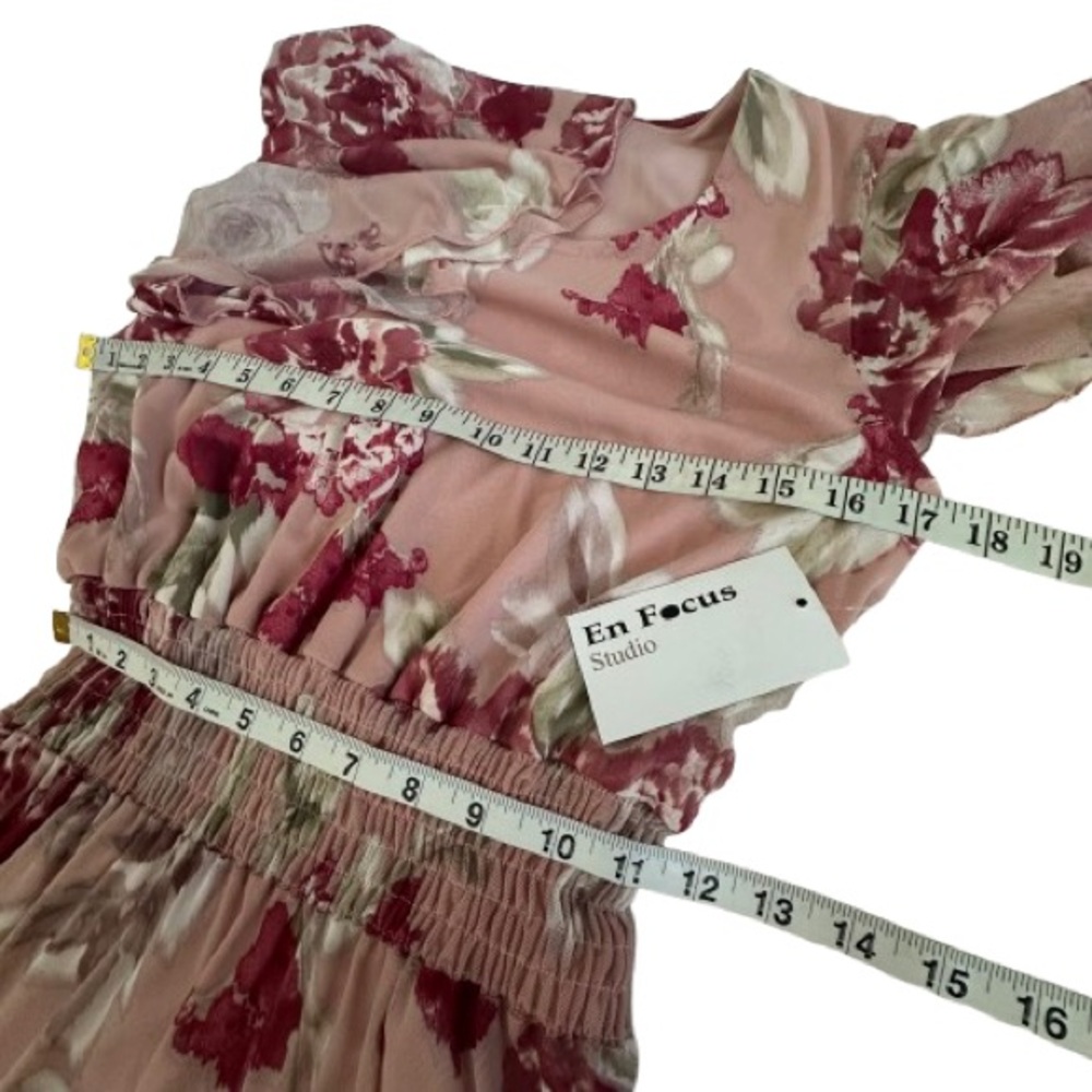 NWT Enfocus Studio Size 6 Pink Pleated Smocked Maxi Dress Short Fluttered Sleeve - Picture 10 of 16